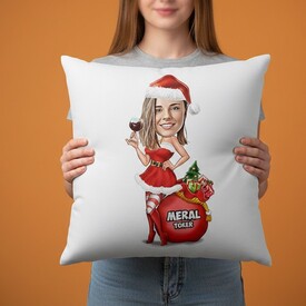  - Süper Noel Kız Karikatürlü Yastık