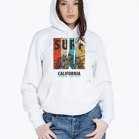 Surf Tasarımlı Kapşonlu Kadın Sweatshirt - Thumbnail