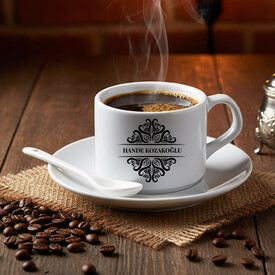  - Süslemeli İsimli Kaşıklı Nescafe Fincanı