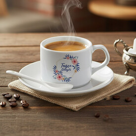 Süslemeli Kadına Hediye Nescafe Fincanı - Thumbnail