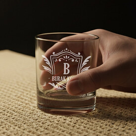 Süslü Tasarımlı İsimli İkili Viski Bardağı - Thumbnail