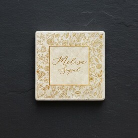  - Süslü Tasarımlı İsme Özel Taş Bardak Altlığı