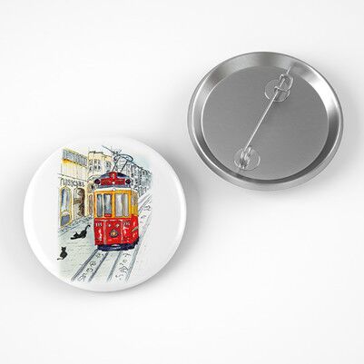 Taksim Tramvay Tasarımlı Buton Rozet - Thumbnail