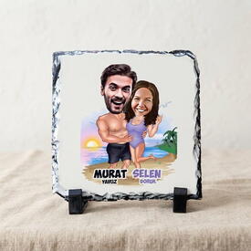  - Tatildeyiz Karikatürlü Taş Baskı
