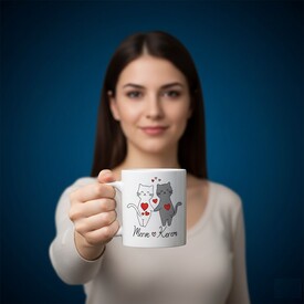  - Tatliş Kedicikler İsimlere Özel Kupa Bardak