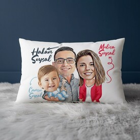  - Tek Çocuklu Aile Karikatürlü Yastık