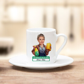 Temizlik Delisi Anne Karikatürlü Kahve Fincanı - Thumbnail