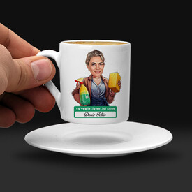 - Temizlik Delisi Anne Karikatürlü Kahve Fincanı
