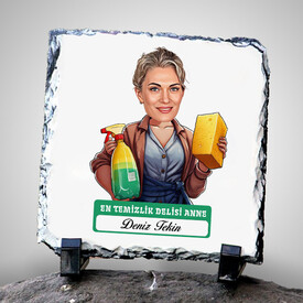  - Temizlik Delisi Anne Karikatürlü Taş Baskı