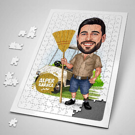  - Temizlikçi Erkek Karikatürlü Puzzle