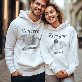  - Tencere ve Kapak Kapşonlu Sevgili Sweatshirt