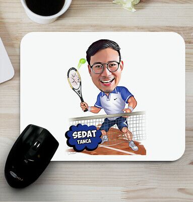  - Tenis Oyuncusu Erkek Karikatürlü Mouse Pad