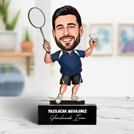 Tenis Sporcusu Erkek Karikatürlü Biblo - Thumbnail