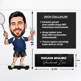 Tenis Sporcusu Erkek Karikatürlü Biblo - Thumbnail