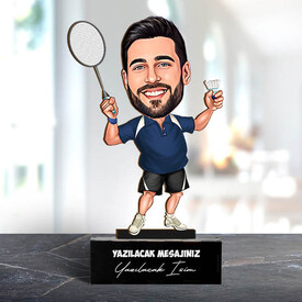 Tenis Sporcusu Erkek Karikatürlü Biblo - Thumbnail