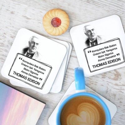  - Thomas Edison Esprili Bardak Altlığı Seti