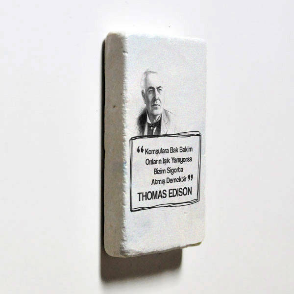 Thomas Edison Esprili Taş Buzdolabı Magneti
