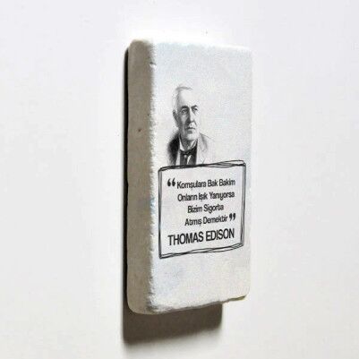 Thomas Edison Esprili Taş Buzdolabı Magneti - Thumbnail