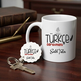  - Türkçe Öğretmenine Hediye Kupa ve Anahtarlık