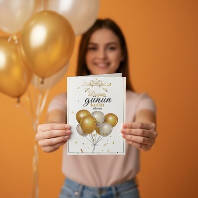  - Uçan Balonlar Doğum Günü Tebrik Kartı
