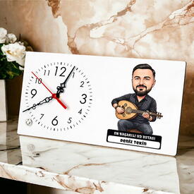  - Ud Ustası Müzisyen Erkek Karikatürlü Masa Saati