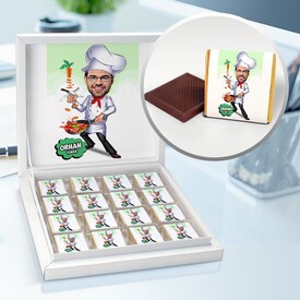 Usta Aşçı Karikatürlü Çikolata Kutusu - Thumbnail