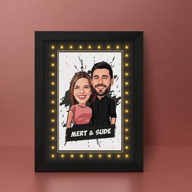  - Uyumlu Çiftler Karikatürlü Işıklı Tablo