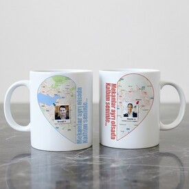  - Uzaktaki Sevgiliye Kalbim Seninle 2'li Kupa Bardak