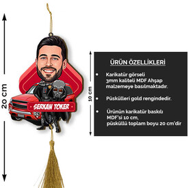 Uzaylı Kostümlü Adam Karikatürlü Araba Süsü - Thumbnail