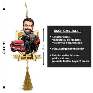 Uzaylı Kostümlü Adam Karikatürlü Araba Süsü - Thumbnail