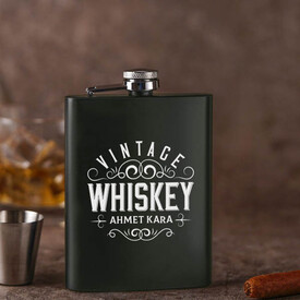  - Vintage İsme Özel Çelik İçki Matarası 8 Oz Yeşil