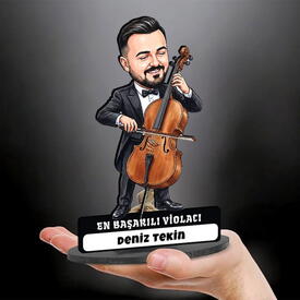  - Violacı Müzisyen Erkek Karikatürlü Biblo