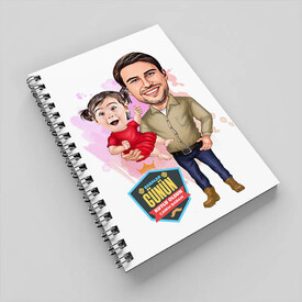 Yakışıklı Baba ve Kızı Karikatürlü Defter - Thumbnail