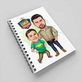 Yakışıklı Baba ve Oğlu Karikatürlü Defter - Thumbnail