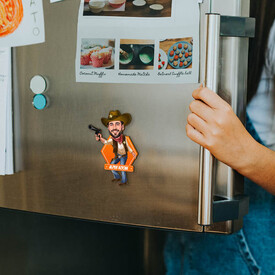 Yakışıklı Kovboy Karikatürlü Buzdolabı Magneti - Thumbnail