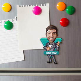 Yakışıklı Patron Karikatürlü Buzdolabı Magneti - Thumbnail