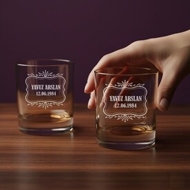  - Yaş Günü Hediyesi İsimli İkili Viski Bardağı