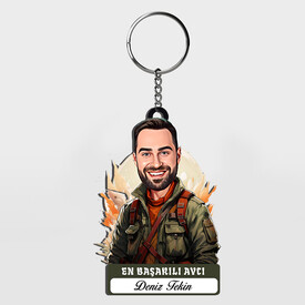  - Hediyelik - Erkek Avcı Karikatürlü Anahtarlık