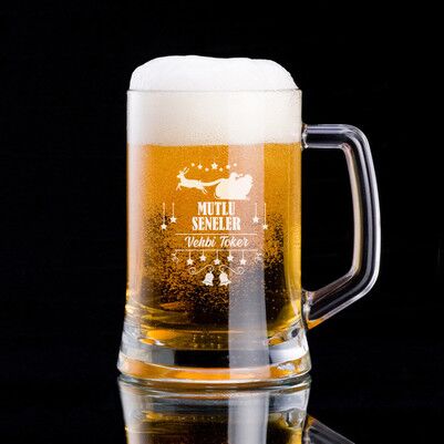  - Yeni Yıl Mesajlı Tasarım Bira Bardağı