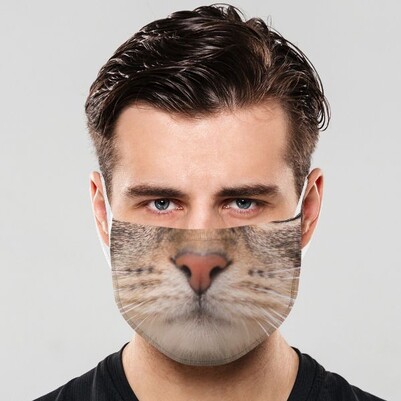  - Yıkanabilir Kedi Tasarımlı Ağız Maskesi