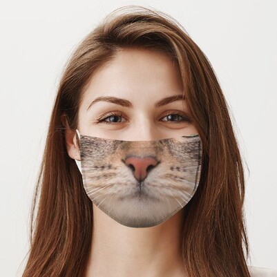 Yıkanabilir Kedi Tasarımlı Ağız Maskesi - Thumbnail