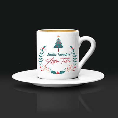 Yılbaşı Çam Ağacı İkonlu Kahve Fincanı - Thumbnail