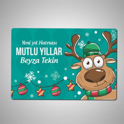  - Yılbaşı Geyiği Mesajlı Buzdolabı Magneti