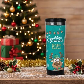  - Yılbaşı Geyiği Temalı Termos Bardak