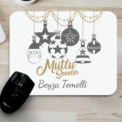  - Yılbaşı Süsleri İsme Özel Mouse Pad