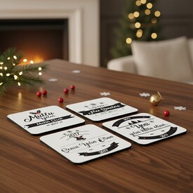  - Yılbaşı Temalı 4'lü Bardak Altlığı Seti