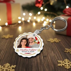  - Yılbaşına Özel Fotoğraflı Papatya Anahtarlık