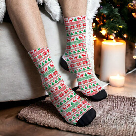 Yılbaşının Sevimli İkonları Tasarım Çorap - Thumbnail