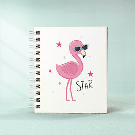 Yıldız Flamingo Tasarım Hediyelik Not Defteri - Thumbnail