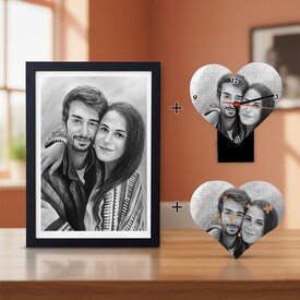  - Yıldönümü Hatırası Karakalem Efektli Resim Hediye Seti